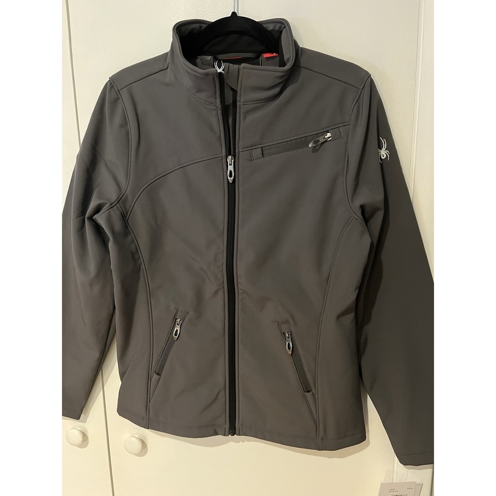 NWT Spyder Womens‎ Small Transport Soft Shell Jacket (187337) Gray Full Zip